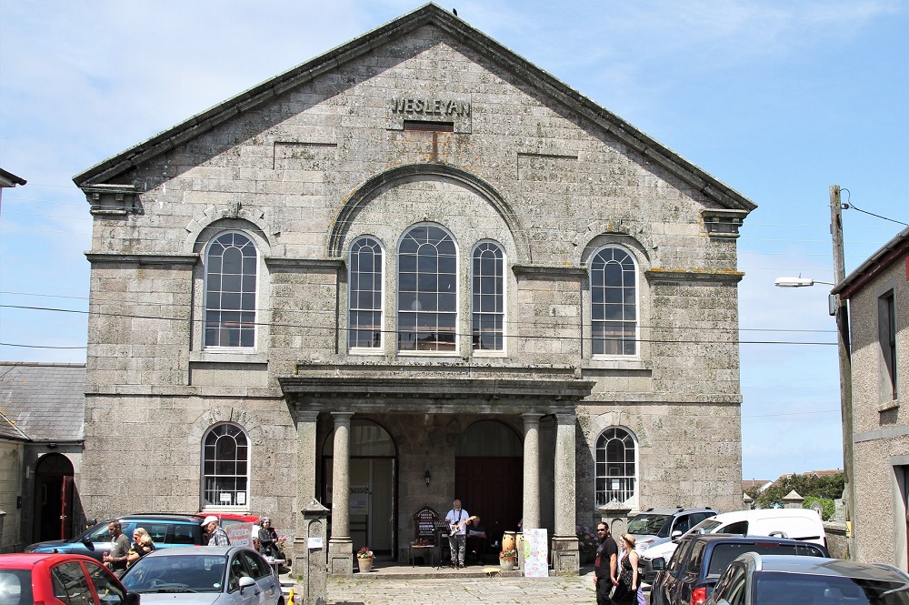 Busking at St Just Miners' Chapel in St Just, Cornwall.